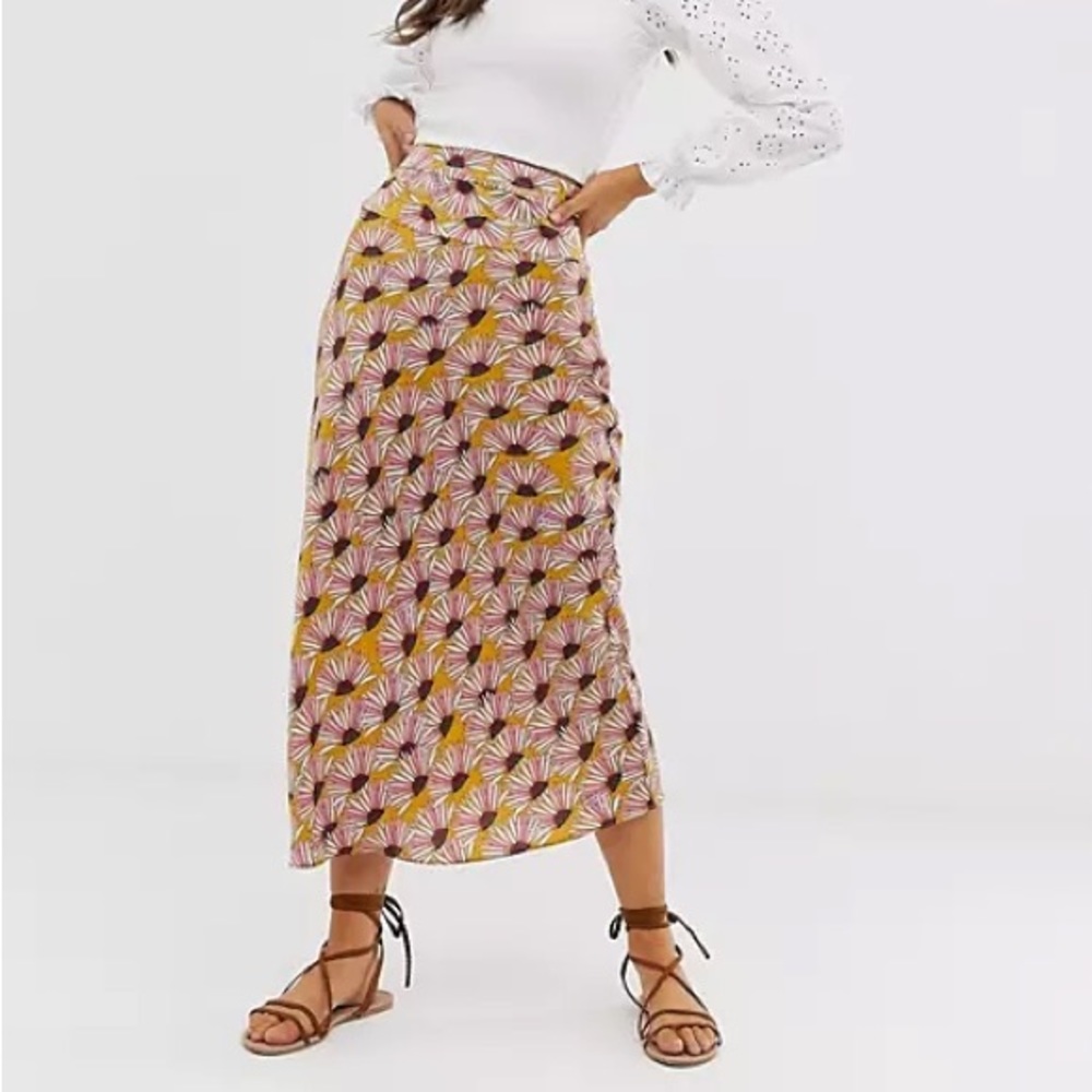 Normani bias cut free people skirt in floral pattern